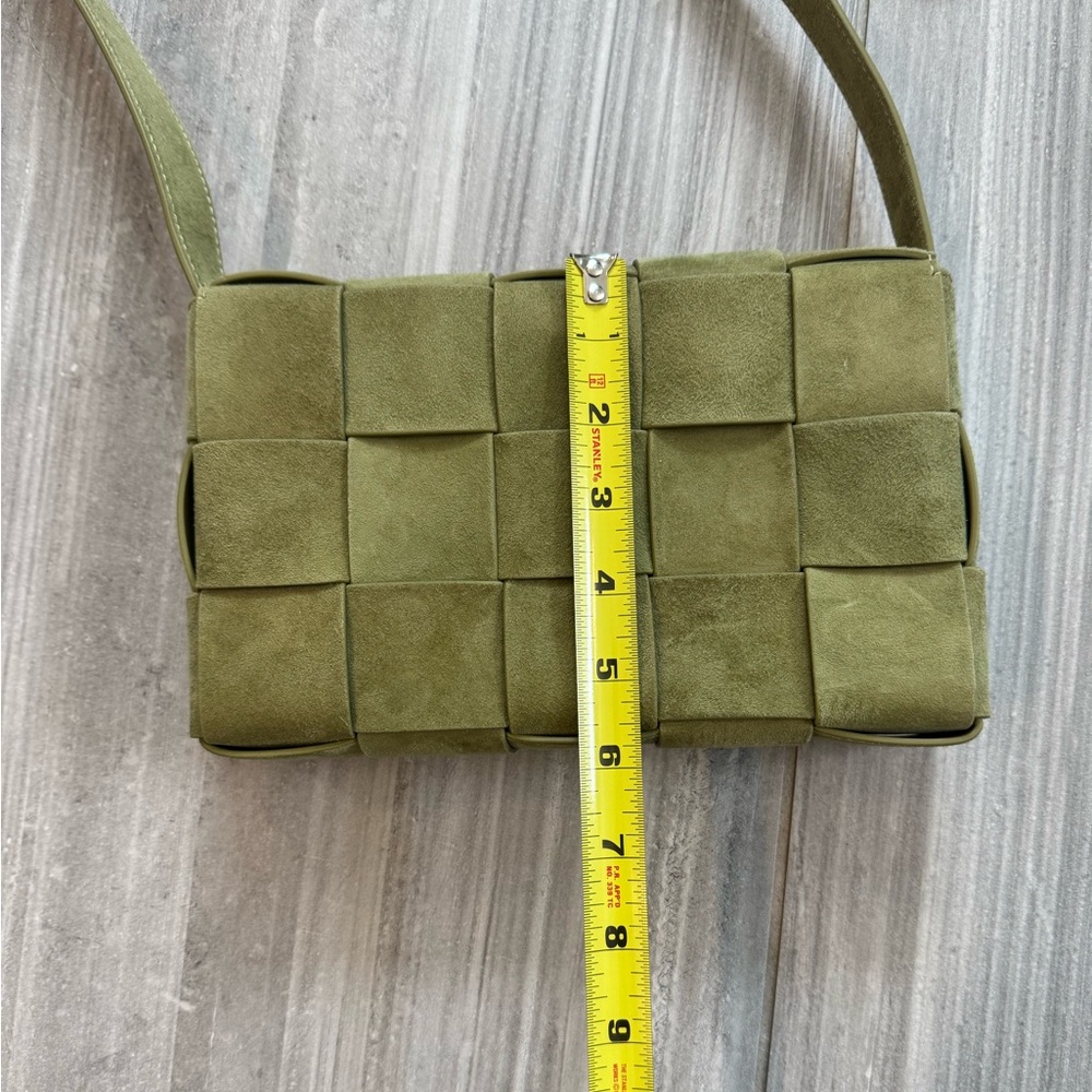 J.McLaughlin Green Suede Woven Crossbody Bag Small Shoulder - Picture 8 of 14